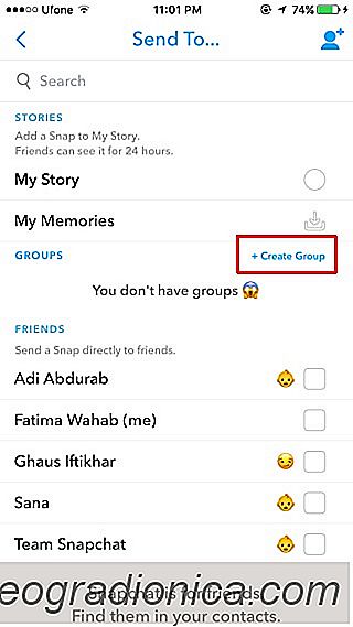Erstellen von Gruppen in Snapchat