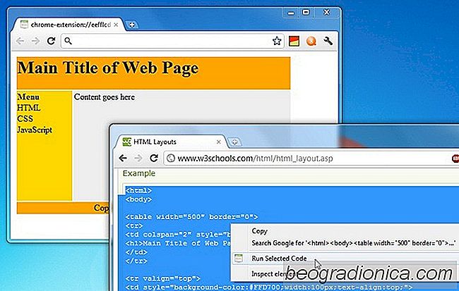 Spustit vybrané HTML: Okamžitě spustit a zobrazit HTML kód [Chrome]