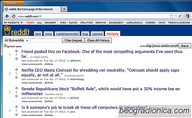 Reddit-geschiedenis openen voor bezochte links zonder aanmelden [Firefox]