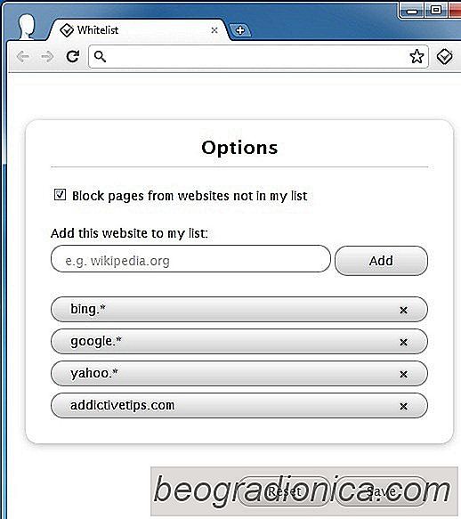 Liste blanche pour les blocs Chrome Accès à tous les sites Web sauf ceux autorisés