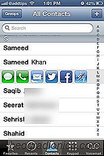 Ajouter un appel, un SMS, un courrier, un raccourci social et supprimer des contacts iOS App avec Gotha