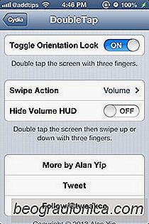 Ovládání iOS Orientace, jas a hlasitost s poklepáním a pohybem po směru pohybu