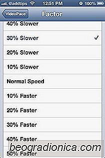 Aumenta / diminuisci la velocità di riproduzione del video in tutte le app iOS con VideoPace