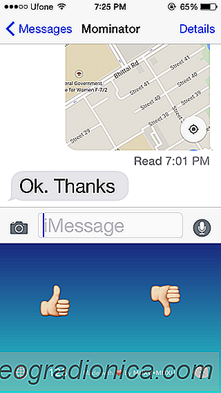 Aplikace Facebook Messenger má palec nahoru tlačítko, které po klepnutí odešle emoji Thumbs-up (nebo nálepku?) Komukoliv, kdo jste, s nímž mluvíte. Použití aplikace je dokonce sázka