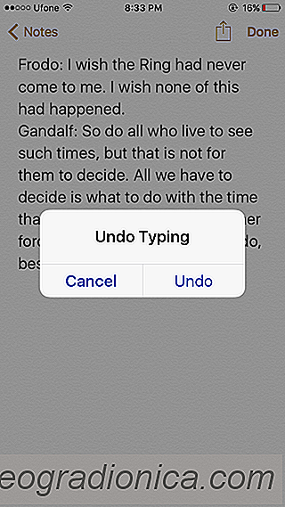 Cómo deshabilitar Shake To Undo Typing en iOS 9