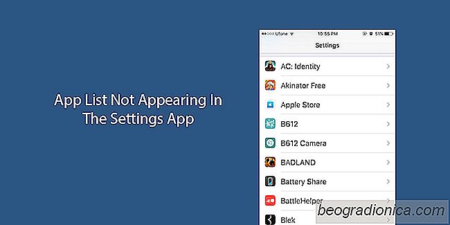 Opravit seznam aplikací, který se nezobrazuje v aplikaci Nastavení v systému iOS 10