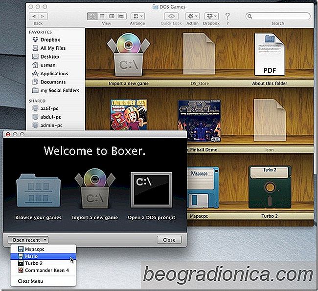 Boxerapp Umožňuje importovat a přehrávat libovolnou hru DOS na vašem Macu