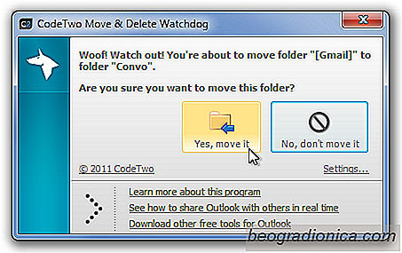 CodeTwo Move & Delete: Získejte upozornění na přesunutí složky v aplikaci Outlook 2010