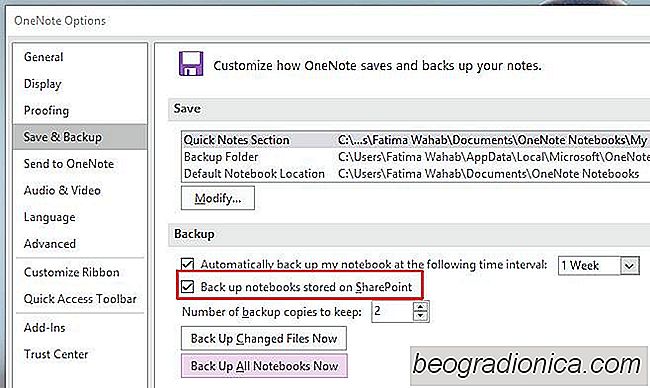 OneNote niet lokale back-ups opslaan