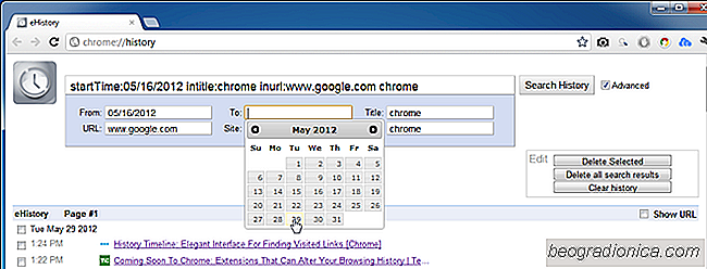 EHistory: ajouter des filtres de recherche temporels à la page d'historique par défaut de Chrome
