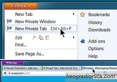 ÖFfnen einer privaten Registerkarte innerhalb eines normalen Browserfensters In Firefox