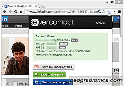 Gem kontaktoplysninger fra websteder til Google, Outlook og mere i Chrome med Evercontact