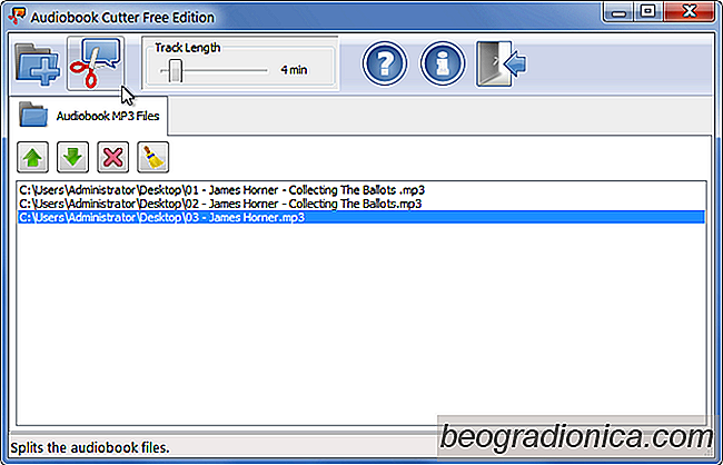 Audiobook Cutter Free Edition poskytuje libovolné rozdělení souborů Mp3