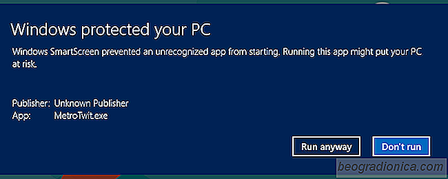Ignorer le filtre SmartScreen de Windows 8 pour exécuter les applications de bureau tierces