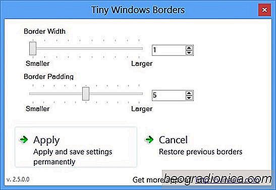 Modifier facilement la largeur de la fenêtre et le remplissage de Windows 8 avec de minuscules bordures Windows