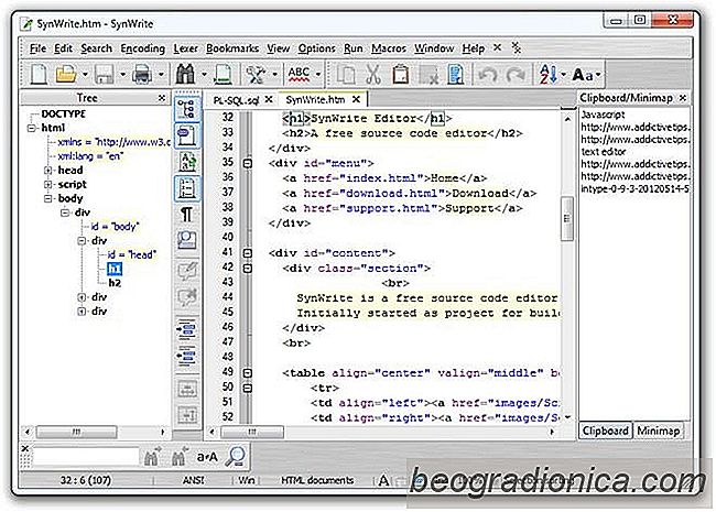 SynWrite è un editor di sintassi portatile con visualizzazione struttura ad albero per codice