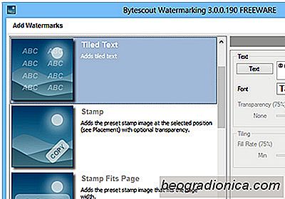 Přidání uživatelských vodoznaků do obrázků v dávkách Použití několika předvoleb s vodoznakem Bytescout