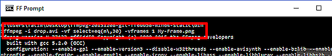 Výpis video rámečku ve formátu PNG pomocí FFmpeg V systému Windows