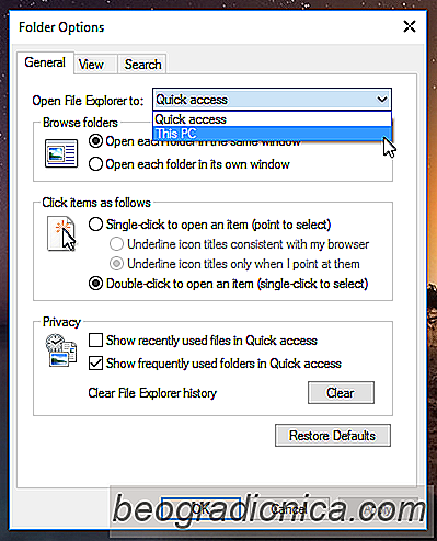 Obtenga File Explorer para abrir esta PC en lugar de acceso rápido en Windows 10