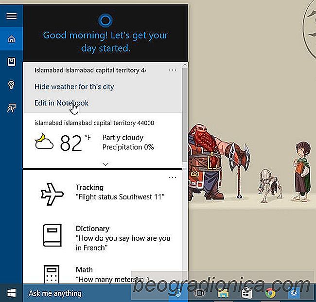 Obter o clima para várias cidades em Cortana No Windows 10
