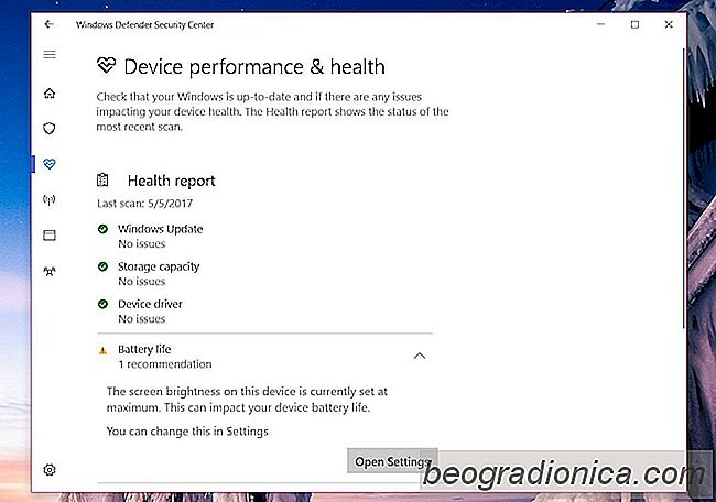 Jak napravit maximální jas obrazovky Chyba baterie v programu Windows Defender Zpráva o zdravotní péči