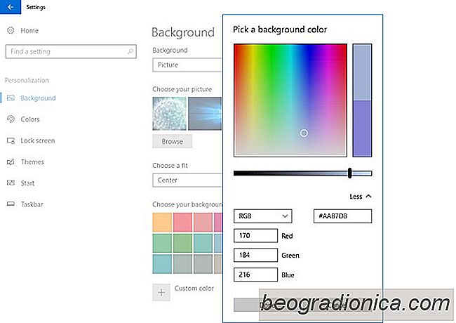 Cómo seleccionar el color de relleno para un fondo de pantalla centrado en Windows 10